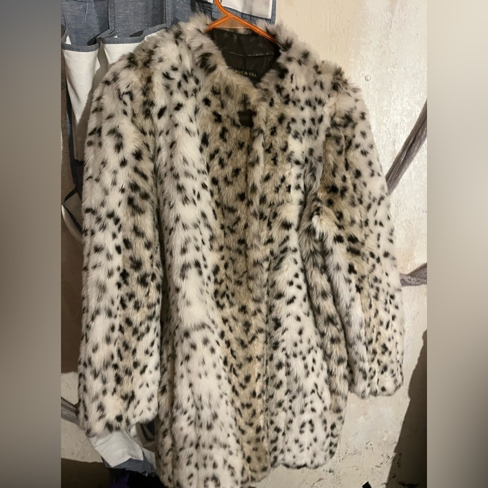 Vintage Faux Fur Coat - Animal Print, Made in USA